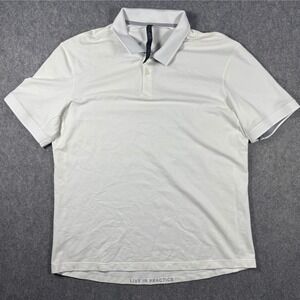 Lululemon Evolution Polo Shirt Mens XXL White Pima Cotton Blend Short Sleeve